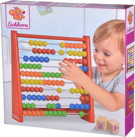 Eichhorn - mini telraam met 100 houten ballen, 5,5x24x23cm Berkenmultiplex, vanaf 3 jaar van EICHHORN — afbeelding 4