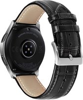 Strap-it horlogeband leer 22mm - Luxe leren crocodile bandje geschikt voor Huawei Watch GT 2 46mm / GT 3 46mm / GT 3 Pro 46mm / GT 2 Pro / Watch 3 / Watch 3 Pro - Polar Vantage M / M2 / V3 / Grit X / Grit X Pro - zwart - 46mm