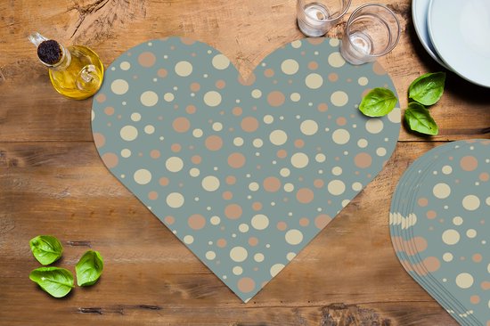 Sous-verres - Napperons - Napperons coeur - Pois - Motif - Grijs - 8 pièces