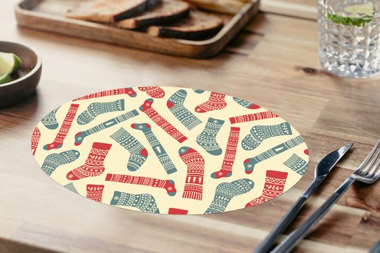 Napperons de table ovales - Sets de table - Sets de table ovales - Noël - Chaussettes - Motifs - 10 pièces - Noël - Cadeau - Cadeau de Noël homme, femme et enfant