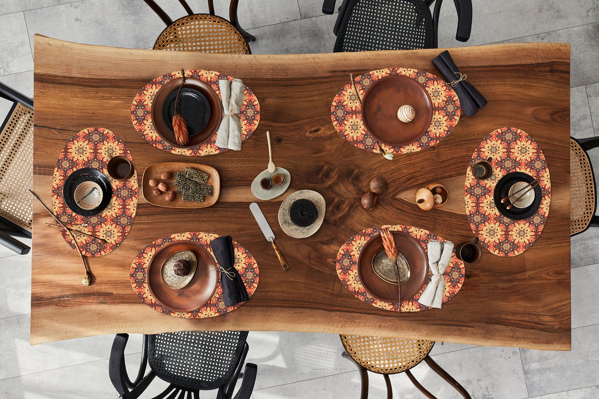 Placemats ovaal - Onderleggers - Ovale placemats - Mandala - Bohemian - Design - 6 stuks