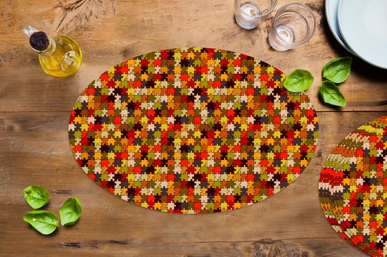 Napperons ovales - Dessous de verre - Sets de table ovales - Puzzle - Motifs - Automne - 8 pièces