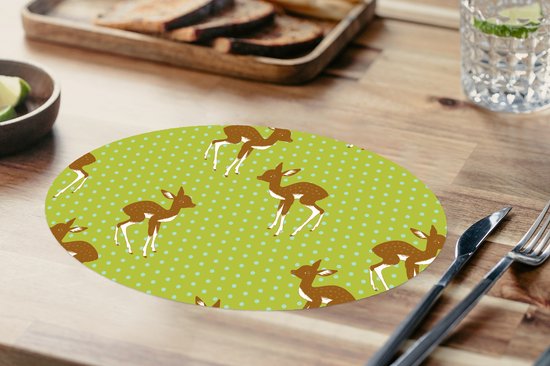 Napperons ovales - Sets de table - Sets de table ovales - Motifs - Cerf - Pois - 8 pièces