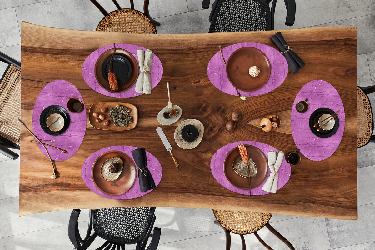 Placemats ovaal - Onderleggers - Ovale placemats - Patronen - Verf - Paars - 6 stuks