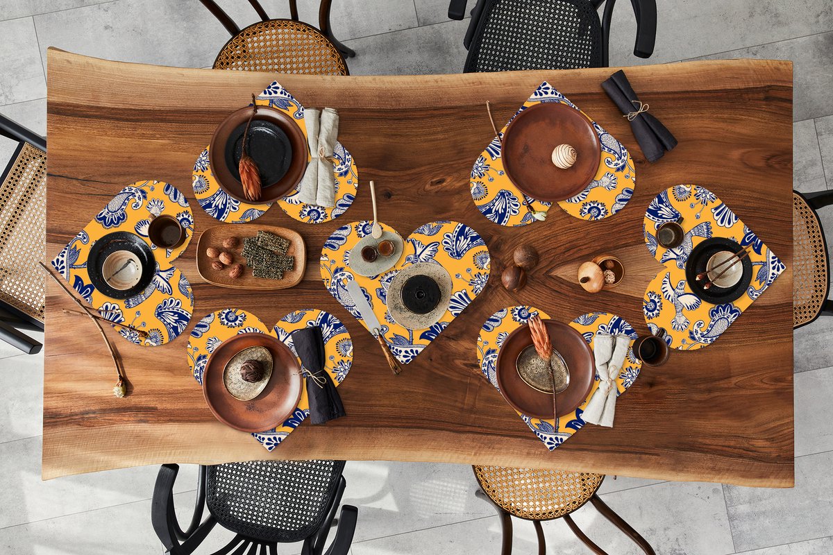 Onderleggers - Placemats - Placemats hartje - Jungle - Design - Vogel - Kolibrie - 8 stuks