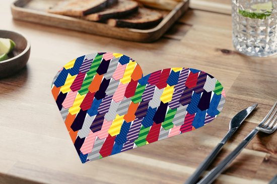 Dessous de verre - Napperons de table - Napperons de table coeur - Cravate - Arc-en-ciel - Motifs - 8 pièces