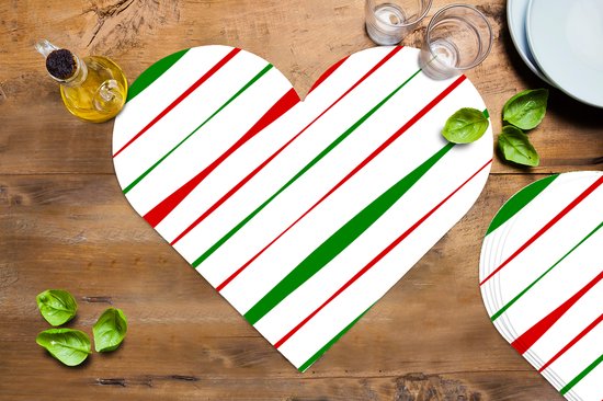 Dessous de verre - Napperons de table - Napperons de table coeur - Motifs - Noël - Rayures - 6 pièces - Noël - Cadeau - Cadeau de Noël homme, femme et enfant