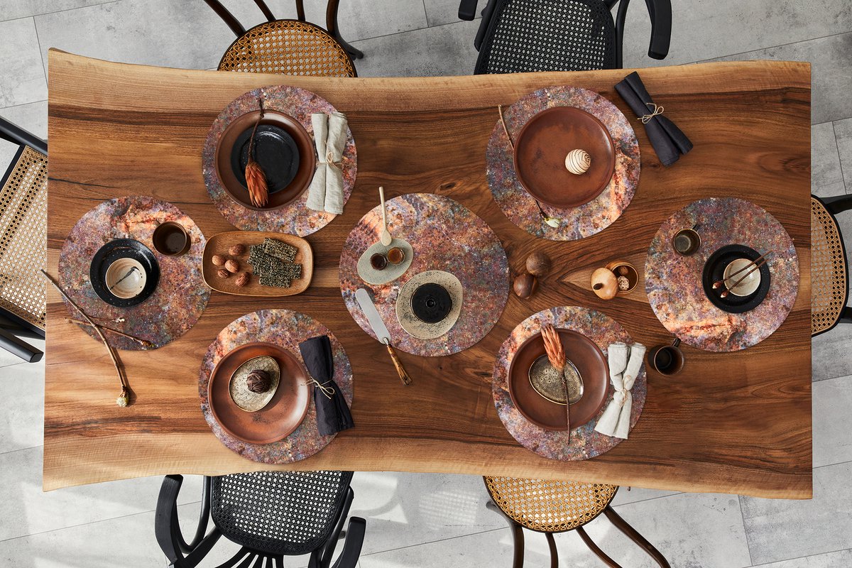 Ronde placemats - Onderlegger - Placemats rond - IJzer - Roest print - Retro - 10 stuks
