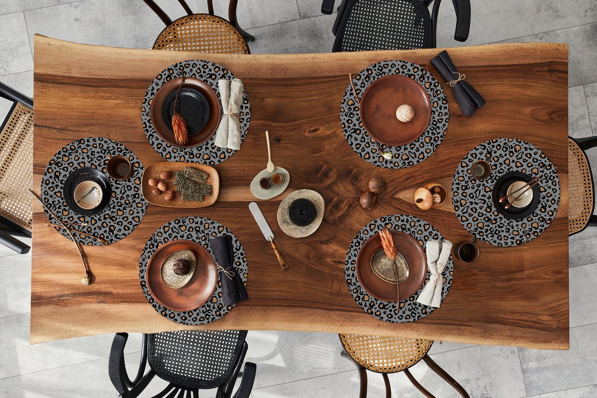 Ronde placemats - Onderlegger - Placemats rond - Panter - Patronen - Dieren - 6 stuks