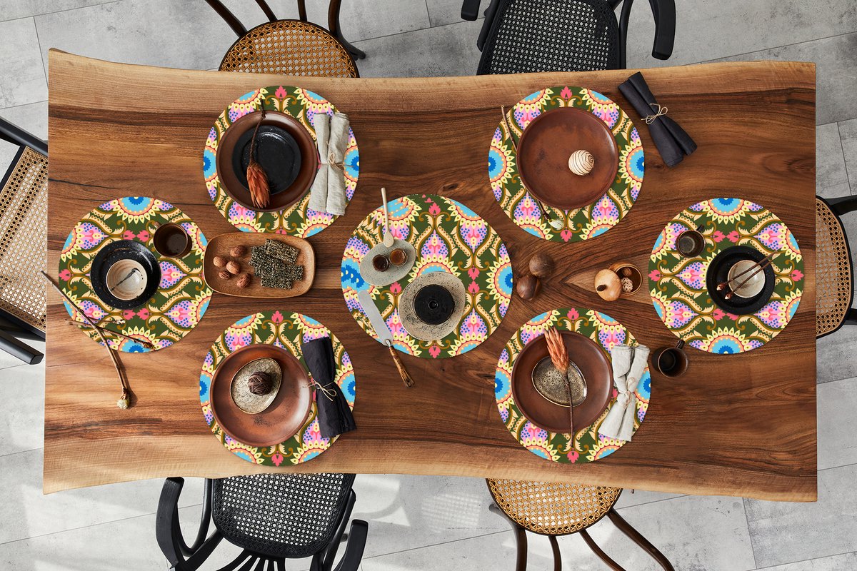 Ronde placemats - Onderlegger - Placemats rond - Design - Orient - Retro - 10 stuks