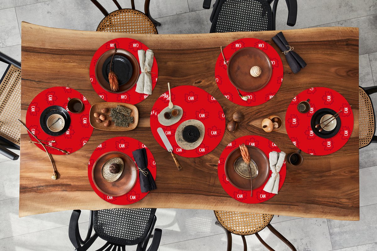 Ronde placemats - Onderlegger - Placemats rond - Canada - Vlaggen - Patronen - 10 stuks