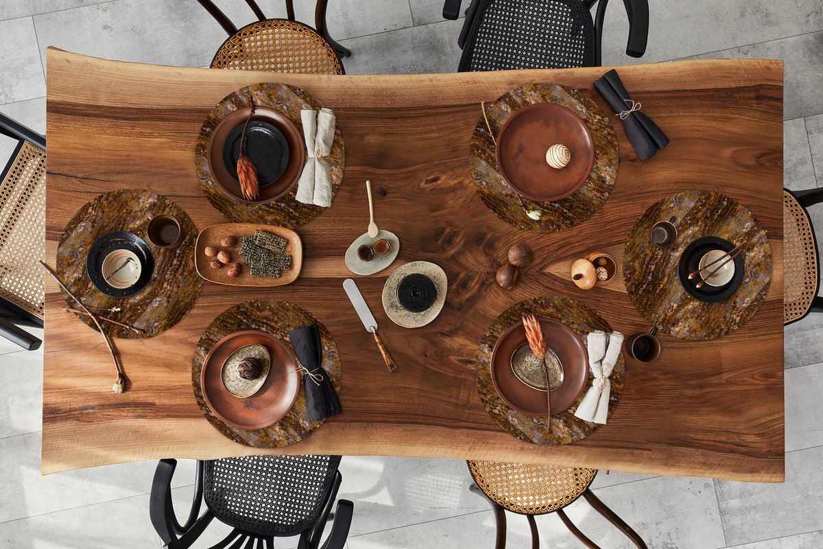 Ronde placemats - Onderlegger - Placemats rond - Graniet print - Luxe - Patronen - 6 stuks