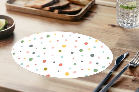 Napperons ovales - Sous-verres - Sets de table ovales - Peinture - Motif - Points - 6 pièces