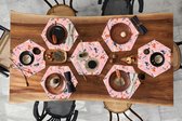 Placemats hexagon - Onderleggers placemats - Placemat zeshoek - Retro - Skeelers - Patronen - Cassette - 8 stuks