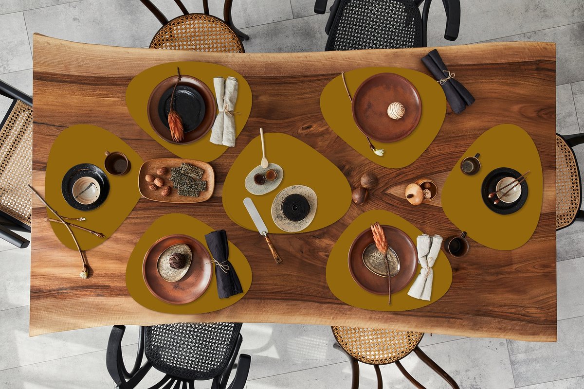 Placemat organisch - Placemats organic - Onderleggers - Goud - Luxe - Interieur - 8 stuks