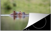 KitchenYeah® Inductie beschermer 76x51.5 cm - Nijlpaard - Kop - Water - Kookplaataccessoires - Afdekplaat voor kookplaat - Inductiebeschermer - Inductiemat - Inductieplaat mat