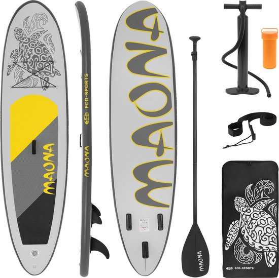 Opblaasbare Stand Up Paddle Board Maona Grijs, 308x76x10 cm, incl. pomp en draagtas, gemaakt van PVC en EVA
