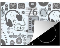 KitchenYeah® Inductie beschermer 75×52 cm – DJ – Koptelefoon – Vintage – Tekening – Design – Kookplaataccessoires – Afdekplaat voor kookplaat – Inductiebeschermer – Inductiemat – Inductieplaat mat