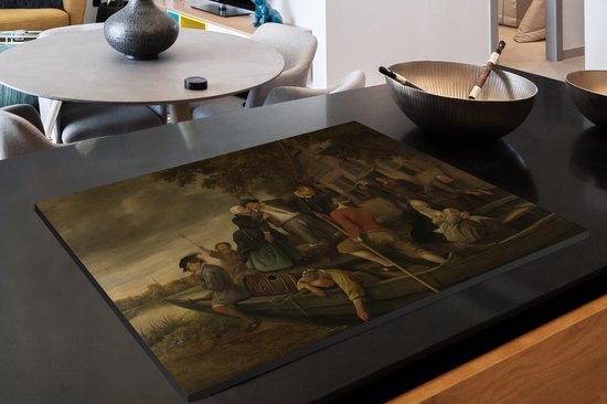 KitchenYeah® Inductie beschermer 80x52 cm - Het vrolijk huiswaartskeren - Jan Steen - Kookplaataccessoires - Afdekplaat voor kookplaat - Inductiebeschermer - Inductiemat - Inductieplaat mat