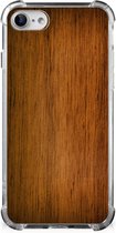 Coque pour téléphone portable iPhone SE 2022/2020 | Coque pour iPhone 8/7 avec nom et bord transparent Dark Wood