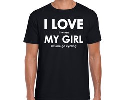 I love it when my girl lets me go cycling shirt - grappig wielrennen hobby t-shirt zwart heren - Cadeau fietser/ wielrenner L