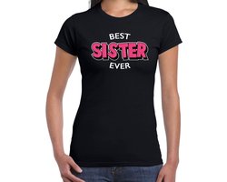 Best sister ever / beste zus ooit cadeau t-shirt / shirt - zwart met rode en witte letters - voor dames - verjaardag shirt / cadeau t-shirt L