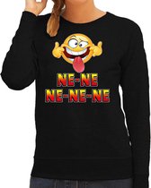 Funny emoticon sweater Ne ne ne ne ne zwart voor dames - Fun / cadeau trui XS