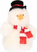 Pluche sneeuwpop knuffel 14 cm - Winter sneeuw decoratie poppetje