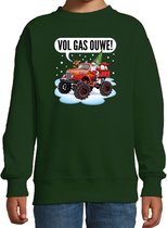 Foute kersttrui / sweater monstertruck - vol gas ouwe - stoere groene kersttrui voor kinderen - kerstkleding / christmas outfit 110/116