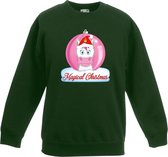 Kersttrui met roze eenhoorn kerstbal groen voor meisjes 122/128