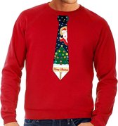 Foute kersttrui / sweater met stropdas van kerst print rood voor heren XXL