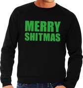 Foute kersttrui / sweater Merry Shitmas zwart voor heren - Kersttruien M