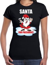 Santa for president Kerstshirt / Kerst t-shirt zwart voor dames - Kerstkleding / Christmas outfit S