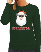 Foute kersttrui / sweater groen DJ santa met koptelefoon techno / house / hardstyle/ r&b / dubstep voor dames - kerstkleding / christmas outfit S