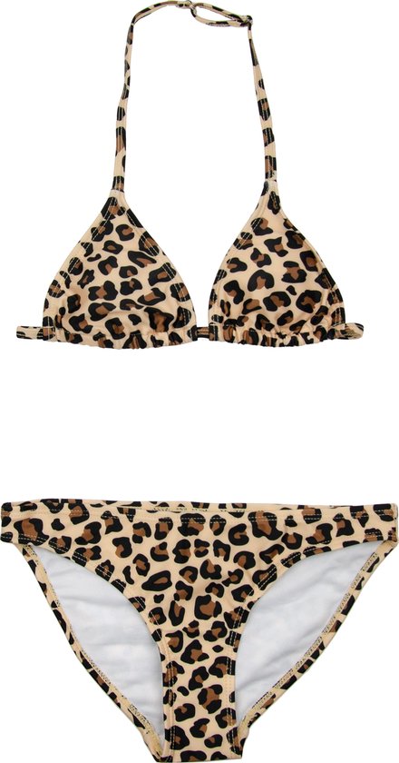 JUJA - Bikini anti-UV fille - Imprimé léopard - Volants - Marron - taille 98-104cm