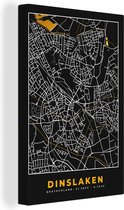 Canvas schilderij 120x180 cm - Wanddecoratie Duitsland – Black and Gold – Dinslaken – Stadskaart – Kaart – Plattegrond - Muurdecoratie woonkamer - Slaapkamer decoratie - Kamer accessoires - Schilderijen