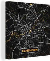Canvas Schilderij Elmshorn – Stadskaart – Gold – Plattegrond – Stadskaart – Kaart - Duitsland - 50x50 cm - Wanddecoratie