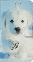 ADEL Kunstleren Book Case Pasjes Portemonnee Hoesje Geschikt voor Samsung Galaxy A03s - Hond Liggend