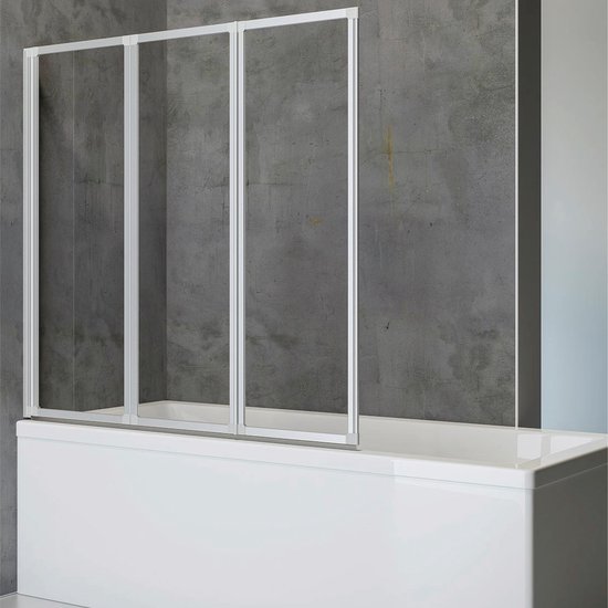 badwand 3-delig, 100 x 127 cm, badscherm in helderglas en aluminium mat profiel | bol.com