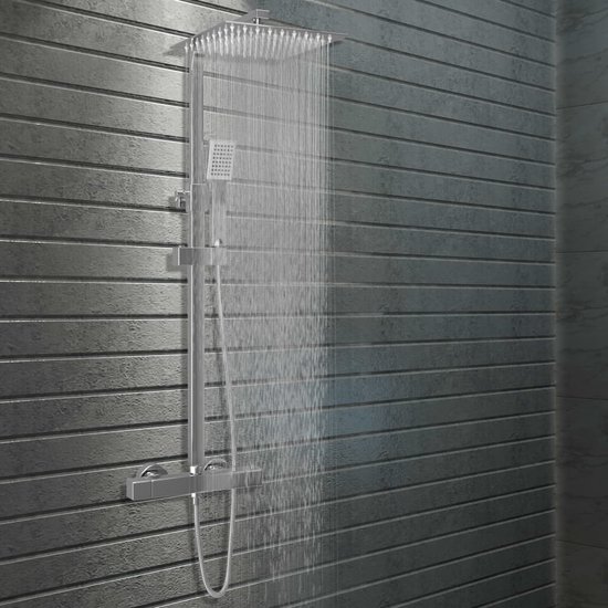 Radius Opbouw Badkraan met regendouche | Rvs Thermostatisch DOR55-00001