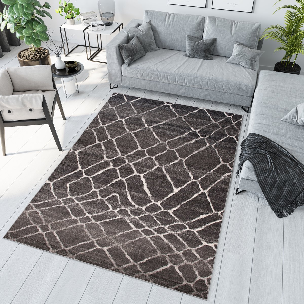 Tapiso Sari Vloerkleed Karpet Laagpolig Tapijt Maat- 80x150 Donker 2