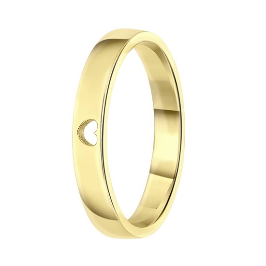 Lucardi - Bague pour femme en plaqué or avec cœur découpé - Ring - Cadeau - Argent véritable -
