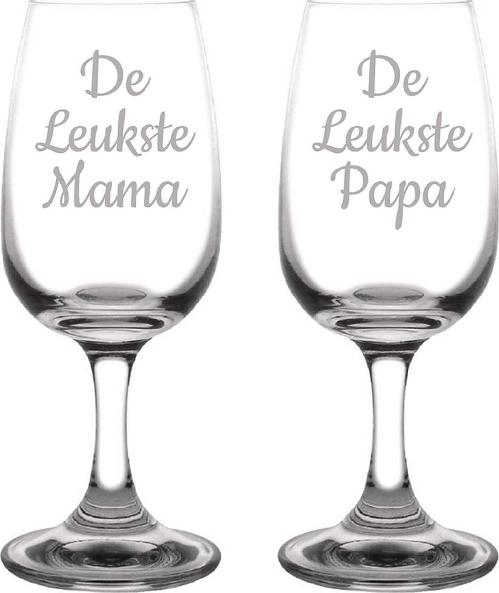 Gegraveerde portglas 12cl De Leukste Mama-De Leukste Papa
