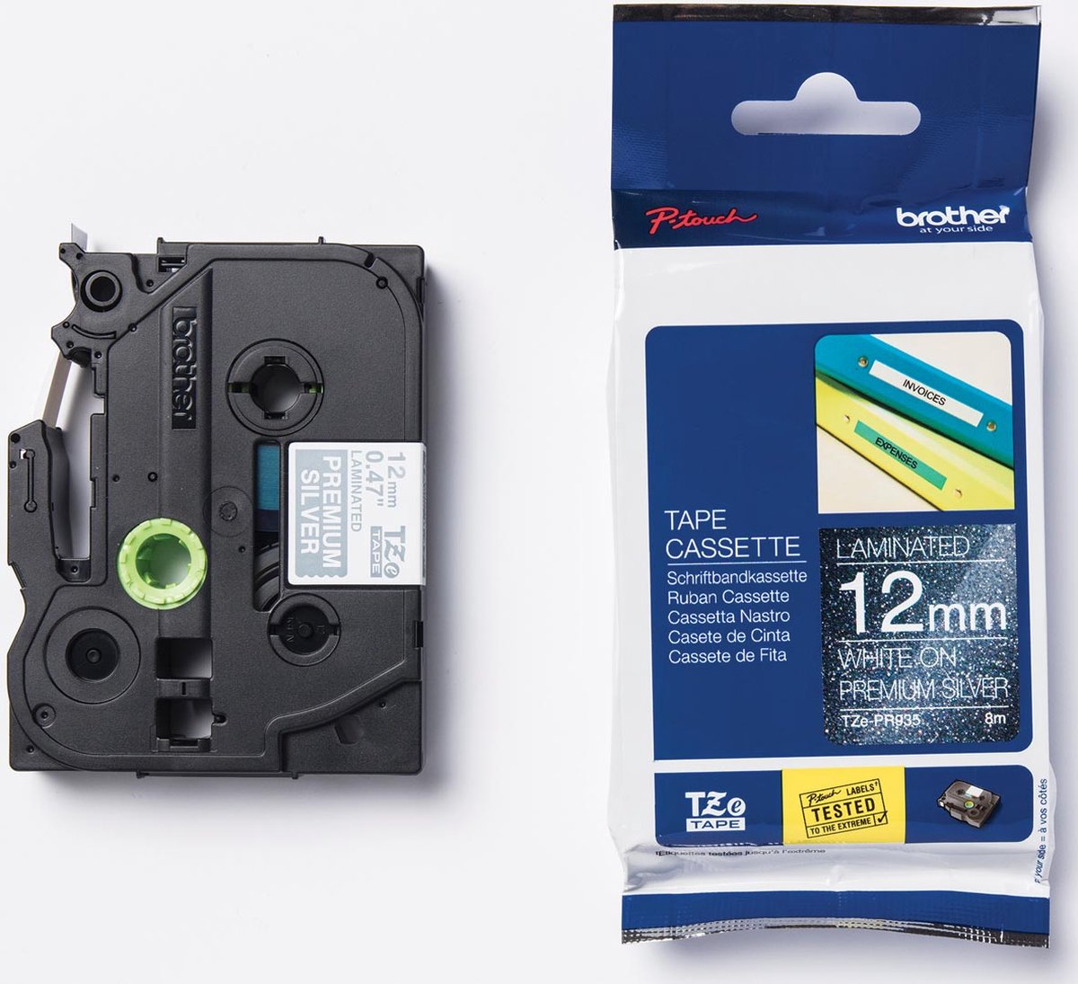Brother TAPE/TZePR935 12MM WHITE ON SILVER labelprinter-tape