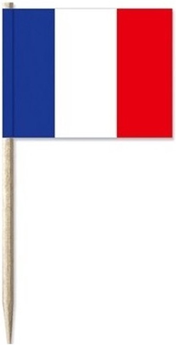 Cocktailprikkers van vlag Frankrijk - 250x stuks - mini vlaggetjes - Franse versiering prikkertjes - 8 cm