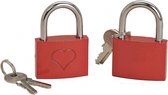 Valentijn/Liefde thema slotje rood met hartje van 6 cm - Feestartikelen
