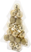 17x petites boules de Noël en plastique or 3 cm mat/brillant/paillettes - Boules de Noël en plastique incassables - Décorations de Noël