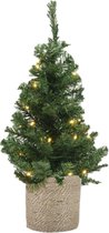 Sapin artificiel/Sapin de Noël artificiel vert 60 cm avec éclairage et pot en jute naturel - Arbres artificiels/Sapins de Noël