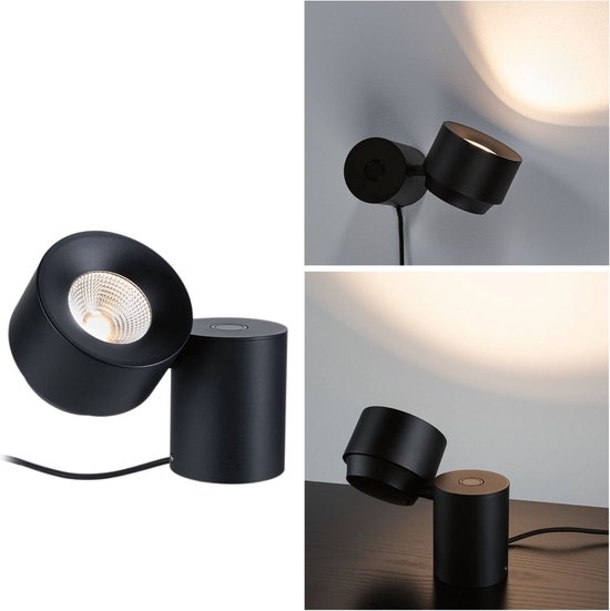 Paulmann 79521 Neordic Tafellamp Runa - Dimbaar Zwart/Antraciet Metaal, Max 20W, GU10, Perfect Voor Woonkamer