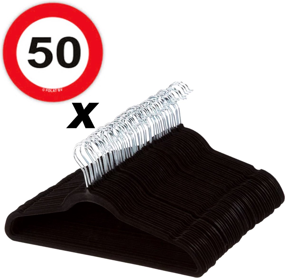 50x Anti-Slip Kledinghangers - Ultra-dunne Kledinghangers met Fluweel - Kapstokken met Broeklat of Roklat